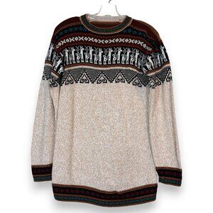 Peruvian Alpaca Wool Knit Sweater Artisan Multicolor Alpaca Theme Size S(?)